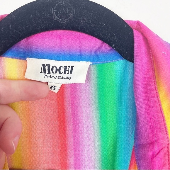 All Things Mochi Leilani Striped Short Sleeve Button Front Midi Dress Casual - Picture 4 of 11